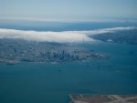 På väg hem, San Francisco, Bay Bridge och Golden Gate i bomull.jpg